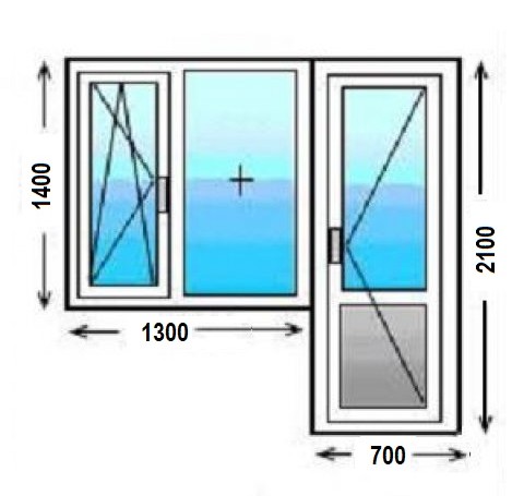 Тут изображение Пластиковое окно Rehau Blitz NEW 1300х1400 +дверь 700х2100
