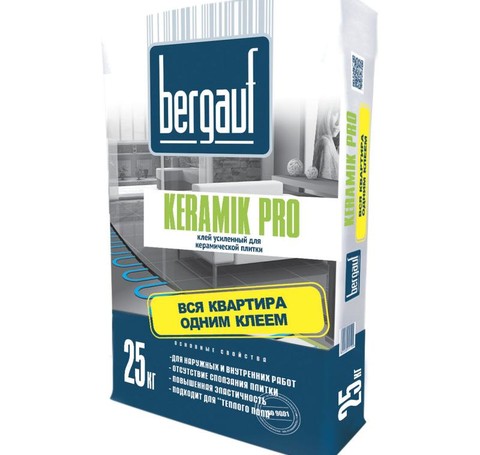 Тут изображение Клей для плитки Bergauf Pro Keramik, 25 кг