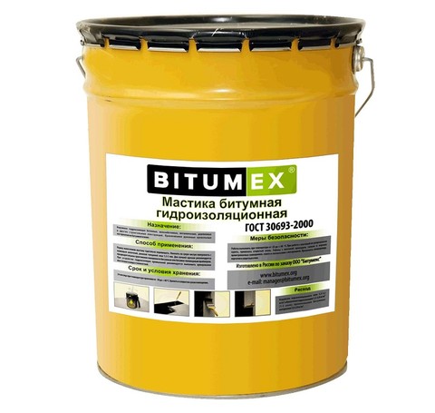 Тут изображение Мастика битумно гидроизоляционная BITUMEX ведро 5 кг