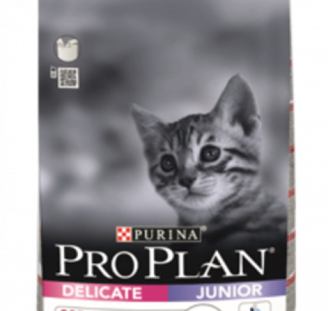 Тут изображение PRO PLAN Junior Delicate для котят с чувствительным пищеварением, с индейкой, 400 гр