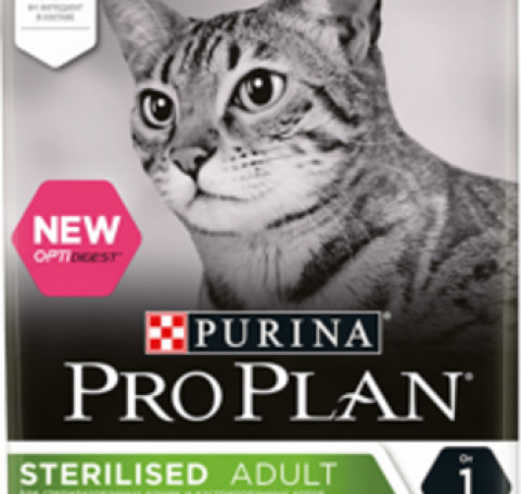 Тут изображение PRO PLAN Sterilised для стерилизованных кошек с чувствительным пищеварением, с курицей, 400 гр