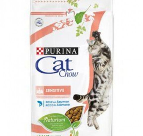 Тут изображение PURINA Cat Chow Adult Sensitive с высоким содержанием лосося,1,5 кг