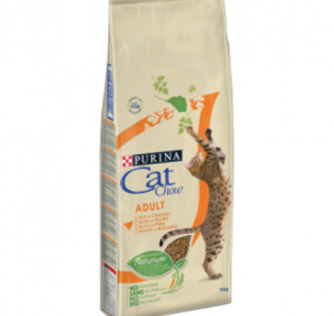 Тут изображение PURINA Cat Chow корм для взрослых кошек с уткой, Cat Chow Adult, 1,5 кг
