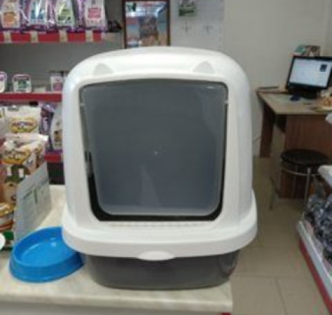 Тут изображение Туалет для кошек Домик