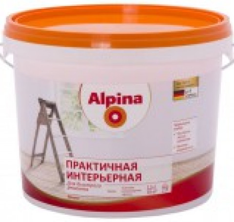 Тут изображение АЛЬПИНА Краска высокоукрывистая, матовая, белая 2.5л Renova