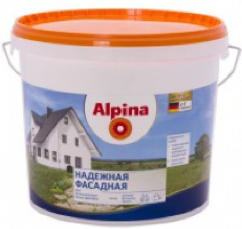 Тут изображение АЛЬПИНА Краска фасадная белая, матовая 10л Fassadenfarbe