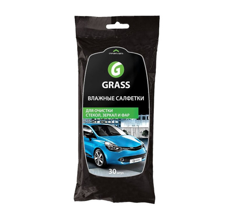 Тут изображение Салфетки влажные для стёкол Grass