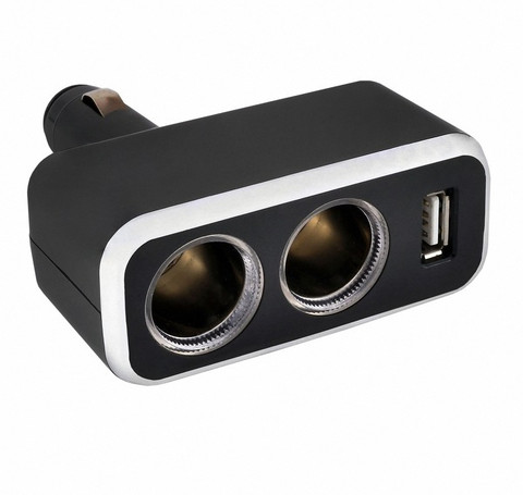 Тут изображение Разветвитель в прикуриватель (2 гнезда+USB)