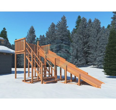 Тут изображение Детские деревянные зимние горки Snow Fox, скат 5,9 м