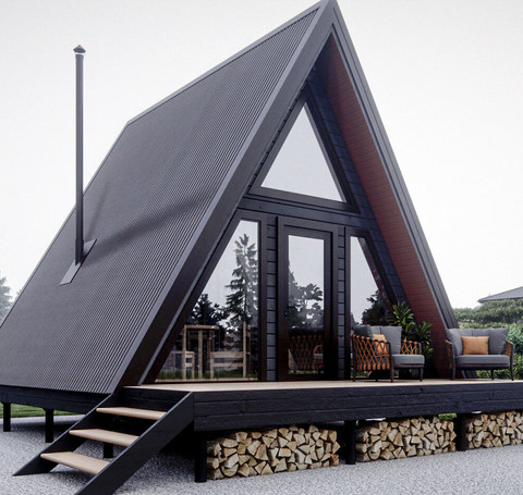 Тут изображение Каркасная баня «A-frame» 6х7
