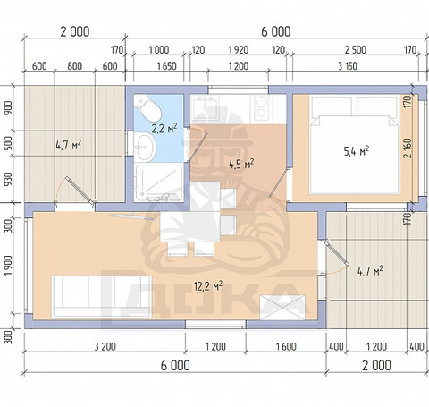Тут изображение Каркасный дом Кисегач 5x8
