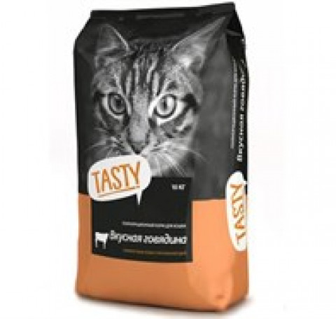 Тут изображение TASTY Сухой корм для кошек Говядина 10 кг