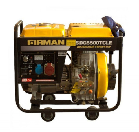 Тут изображение Электростанция дизельная FIRMAN SDG5500TCLE 380В, ном/макс мощность = 5.5/6кВА, бак 10л, 98кг, элект