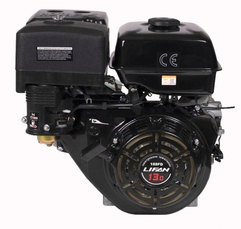 Тут изображение Двигатель бензиновый Lifan 188FD (13 л.с., вал Ø25 мм, электростартер)