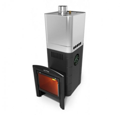 Тут изображение Печь для бани Бирюса 2013 Inox Витра ЗК антрацит