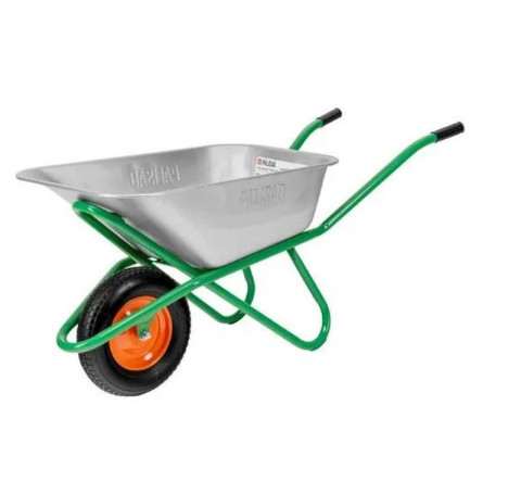 Тут изображение Тачка садовая / строительная PALISAD, грузоподъемность 200кг и объем 120л, одноколесная, оцинкованный кузов