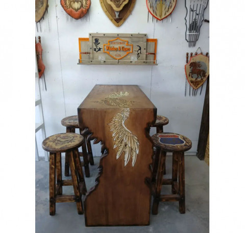 Тут изображение Барный комплект Харлей из дерева