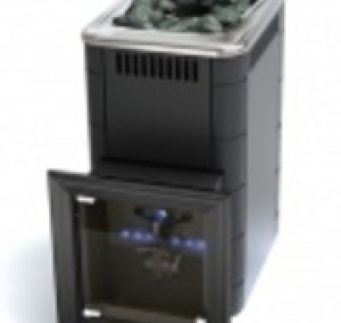 Тут изображение Печь для бани газовая Термофор Таймыр Carbon, закрытая каменка, антрацит (без ГГУ)