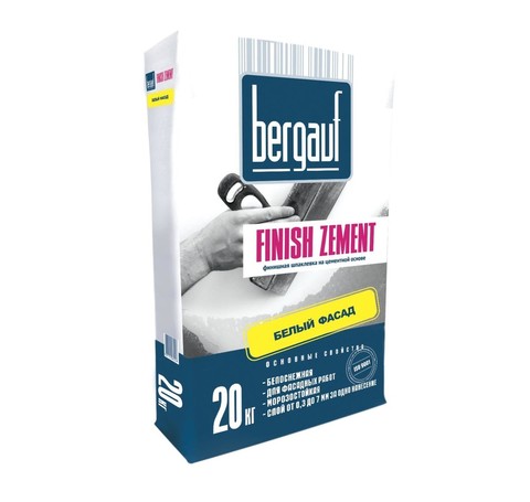 Тут изображение Шпатлевка Bergauf Finish Zement,18 кг