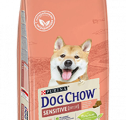 Тут изображение Dog Chow Adult для взрослых собак с чувствительным пищеварением, с лососем, 2,5 кг