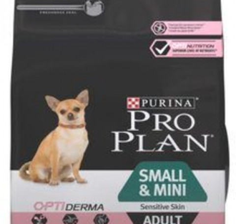 Тут изображение PRO PLAN OPTIDERMA для взрослых собак мелких и карликовых пород с чувствительной кожей, 700 гр